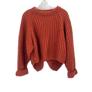 Six Fifty Brown Rust Chunky Knit Sweater Sz Small Cropped